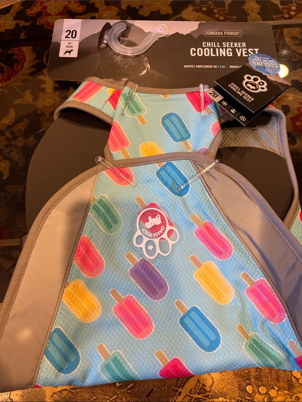 NWT Various Sizes Cooling Dog Vest - Light Blue Popsicle Design